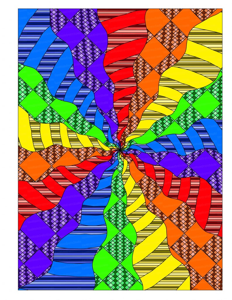 Twisting Pattern Drawing Twisting Patterns - Adult Coloring Page - Etsy Canada