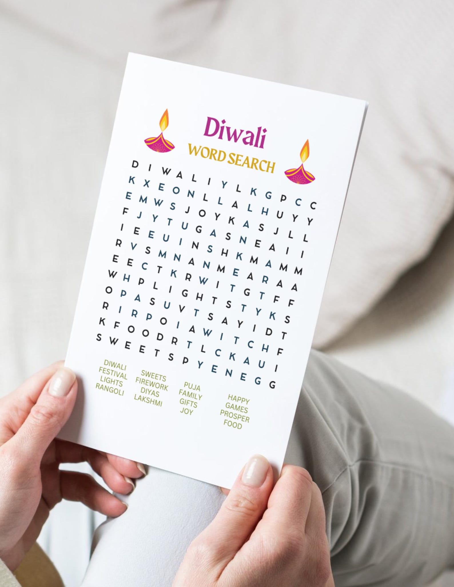Diwali Printable Games, Diwali Printable Word Search - Etsy