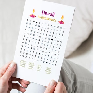 Diwali Printable Games, Diwali Printable Word Search