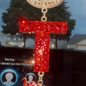 Delta Sigma Theta Rear View Mirror Charm | DST Sorority Car Accessory | Red and White Mirror Hanger | Greek Paraphernalia Gift for Sorors