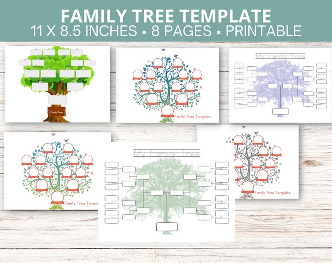 Family Tree Template PDF - Etsy Canada