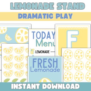 Printable Lemonade Stand Dramatic Play Kit for Kids Pretend Play, Summer Activities, Homeschool and Classroom Centers