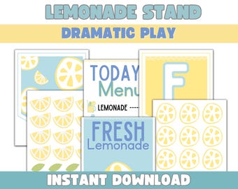 Printable Lemonade Stand Dramatic Play Kit: Summer Pretend Play (PDF)