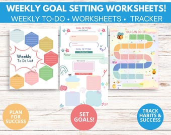 Goal Setting Worksheets for Kids 4 Page PDF for Ages 7 to 12