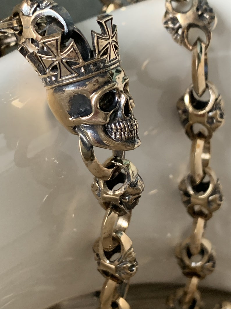 Handmade Bronze KEYCHAIN Designed With Sculls. Amazing GIFT. Cool