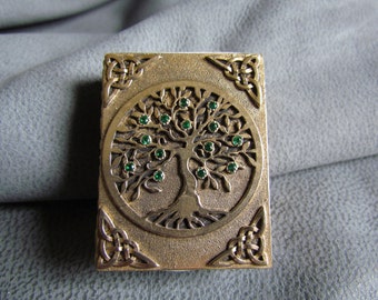 Bronze MATCHBOX Deckel mit skandinavischem Muster. Der Baum des Lebens. Der Obstbaum. Streichholzschachtelhalter. Wunderschönes Geschenk.