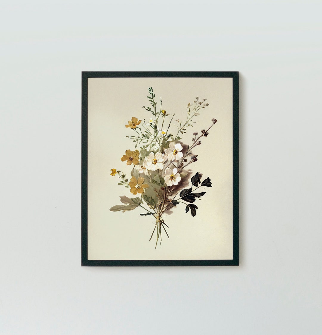 Flower Bouquet Wall Art, Botanical Art Print, Flower Prints, Wildflower