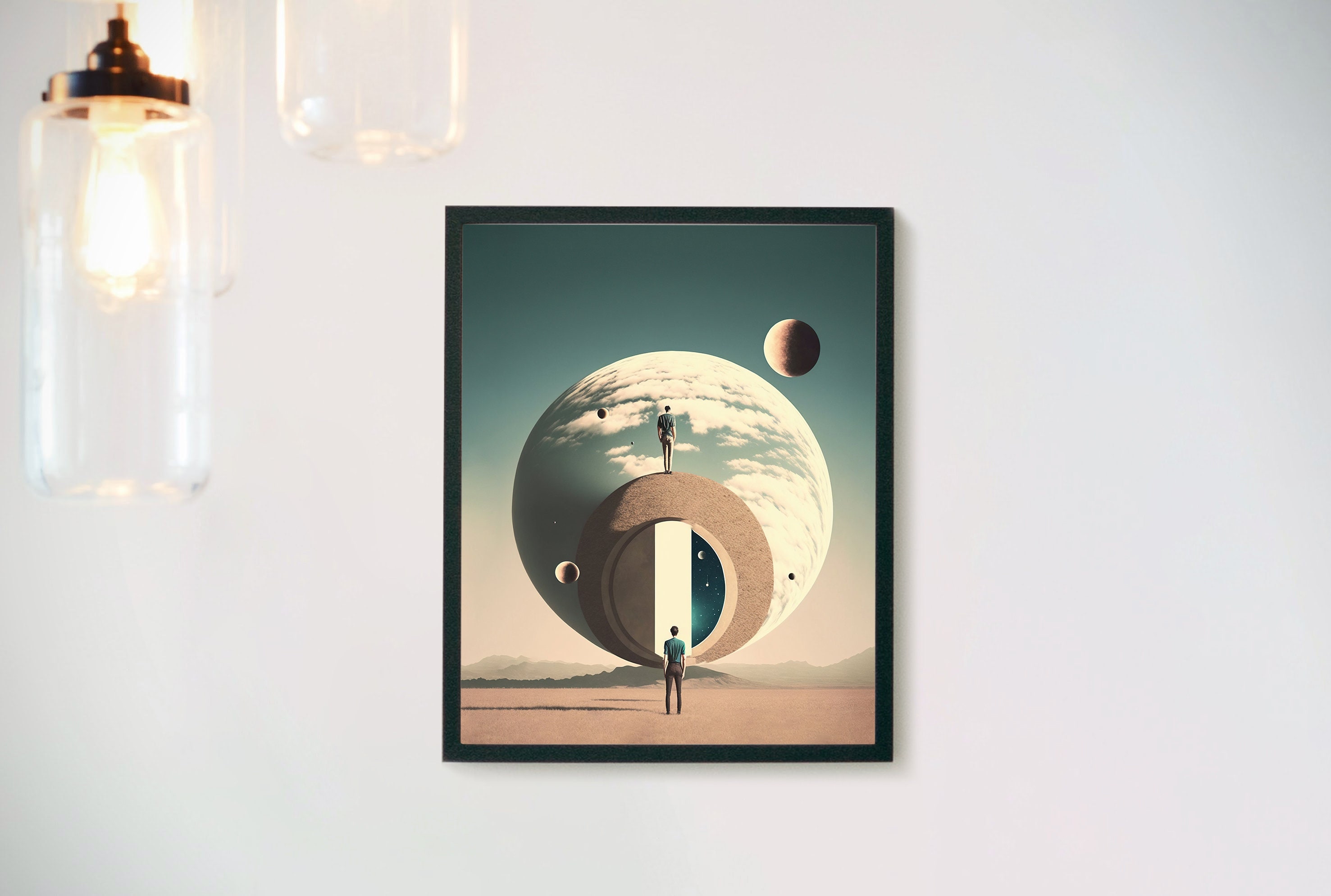 Printable Poster Surreal Wall Art Vintage Collage Planet Art Retro ...