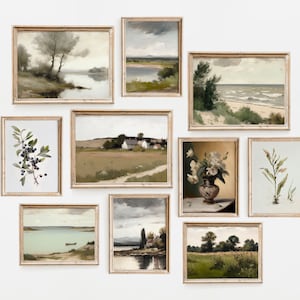 Gallery wall art print SET of 10, vintage European  home decor - French oil painting - printable digital download