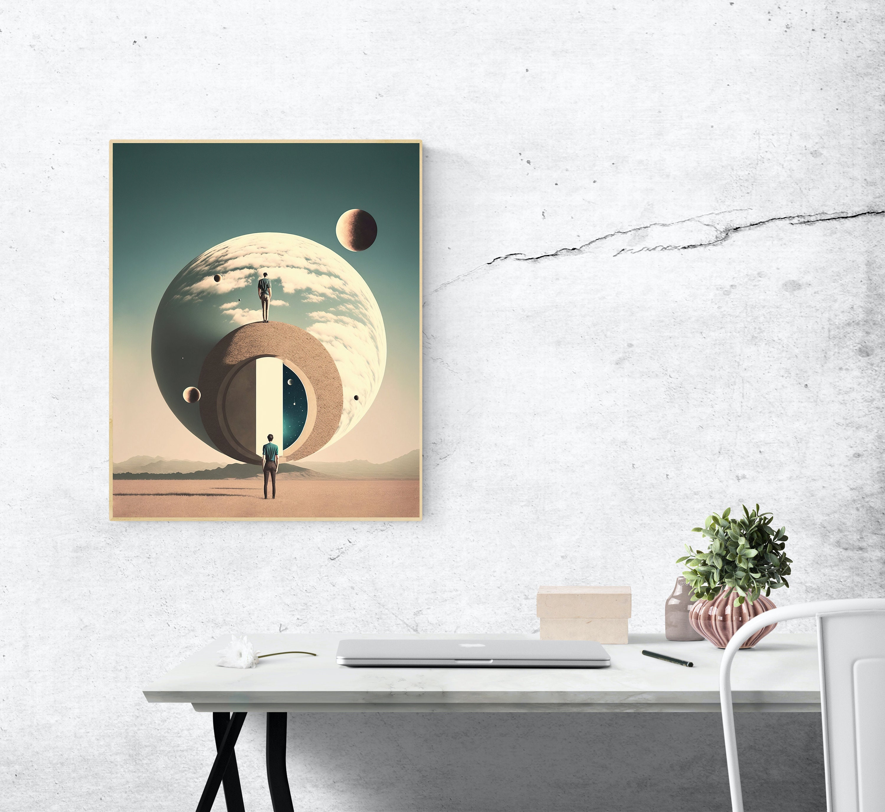 Printable Poster Surreal Wall Art Vintage Collage Planet Art Retro ...