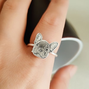 Personalized Pet Photo Signet Ring,Custom Picture Ring,Pet Portrait Ring,Engraved Jewelry,Memorial Ring, Gift for Pet Lover, Pet Sympathy