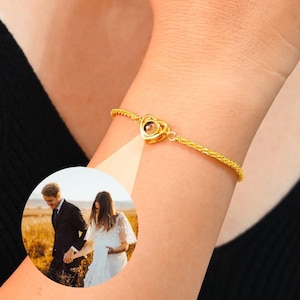 Custom Photo Projection Bracelet,Memorial Picture Inside Bracelet, Personalized Photo Bracelet,Anniversary Gift,Gift for Her,Heart Pendant