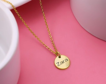 Gepersonaliseerde naam ketting, aangepaste schijf ketting, gegraveerde naam ketting, gepersonaliseerde ketting, cadeau voor haar