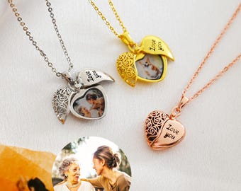 Custom Heart Locket Necklace with Photo,Vintage Locket Necklace,Anniversary Gift,Wedding gift for her,Graduation Gift,Christmas Gift for Mom