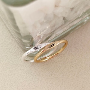 Anillo de número personalizado, anillo de fecha grabado personalizado, anillo de nombre delicado, anillo de número romano, anillo de compromiso apilable, anillo de promesa, regalo de Navidad
