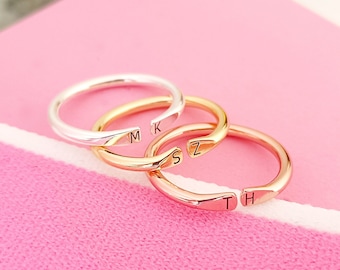 Custom Letter Ring,Couple Initial Ring,Personalized Ring,Gift For Her,Bridesmaid Gift,Stacking Ring