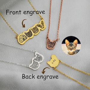 Personalized Pet Portrait Necklace,Engraved Dog Name Necklace,Pet Loss gift,Cat Memorial gift,Gift for Her,Christmas Gift,Dog Photo Necklace