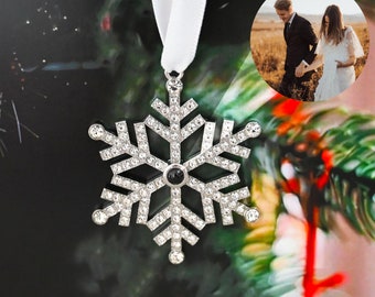 Personalized Christmas Photo Ornament,Family Photo Projection Ornament for Christmas,Snowflake Decoration,Newborn First Christmas Decoration