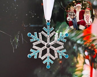 Personalized Christmas Photo Ornament,Family Photo Projection Ornament for Christmas,Snowflake Decoration,Newborn First Christmas Decoration