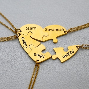 Personalized Name Heart Puzzle Necklace,BFF Necklace,Best Friends Keychain,Couple Necklace,Family Love Pendant,Christmas Gift for Her