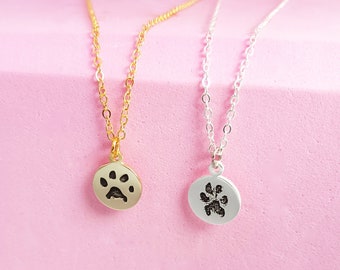 Actual Paw Print Necklace,Personalized Paw Print Necklace,Pet Memorial Gifts,Cat Paw,Dog Paw,Pet Jewelry,Gift for Dog Lovers