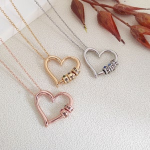 Personalisierte Familie Herz Anhänger Halskette, gravierte Kinder Namen Halskette mit Geburtsstein, Geburtstagsgeschenk für Sie, Valentinstag Geschenk, Mama Halskette