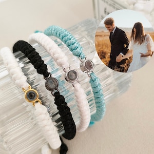 Custom Photo Bracelet,Braided Rope Bracelet,Photo Projection Bracelet,Couples bracelet,Gift for Him,Memorial Jewelry,Father&#39;s Day Gift