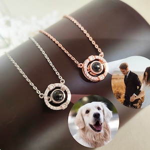 Collar de proyección de fotos personalizado, collar de proyección Personaliz, collar colgante redondo, imagen dentro de la joyería, collar conmemorativo, regalo para ella