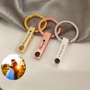 Custom Memorial Photo Key Ring,Personalized Picture Inside Key Ring,Couple Picture Keychain,Bar Keychain,Gift For Him,Anniversary Gift