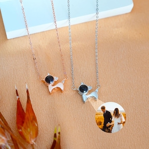 Collar con proyección de fotos de gato personalizado, collar con pulsera con fotos de burbujas, regalo de cumpleaños para ella, regalo conmemorativo, regalo de San Valentín, regalo para mascotas