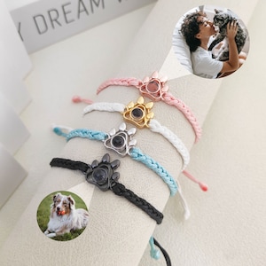 Personalized Photo Projection Bracelet,Pet Photo Bracelet,Pet memorial gift,Pet Dog Paw Print Bracelet,Pet Loss Gift For Her,Graduation gift