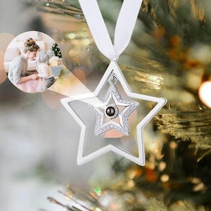 Custom Angel Christmas Tree Ornament,Star Family Remembrance Decoration,Photo Projection Ornament,Photo Ornament Gifts,Snowflake Decoration
