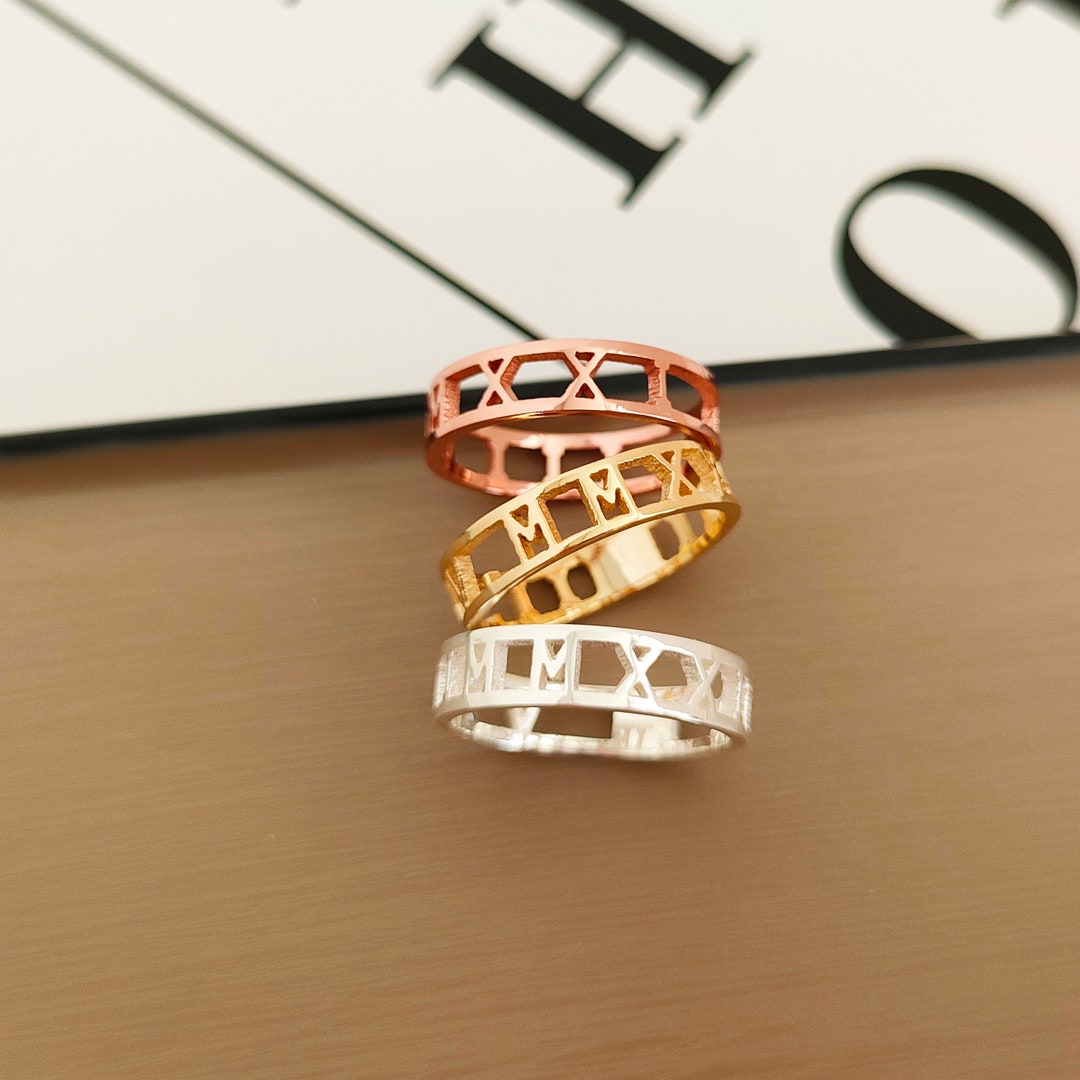 Number Ring Custom Roman Numerals Ring,personalized Name Ring,date Ring,custom ...