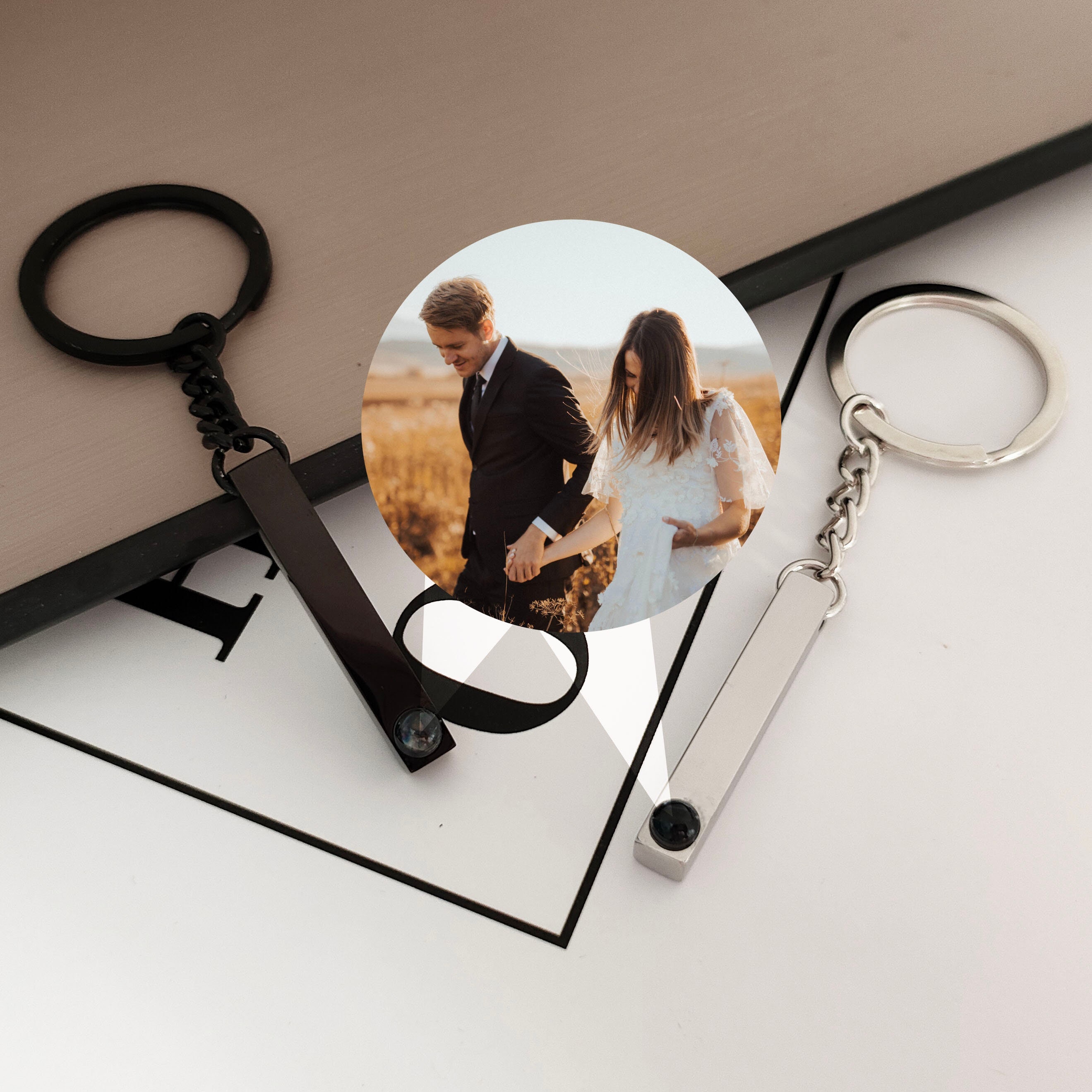 Custom Circle Photo Projection Keychain - Camillaboutique