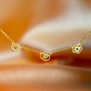 Personalized Birthflower Necklace with Birthstone,Family Birth Flower Necklacce,Bridesmaids Gift for Her, Mothers Day Gift,Floral Necklace