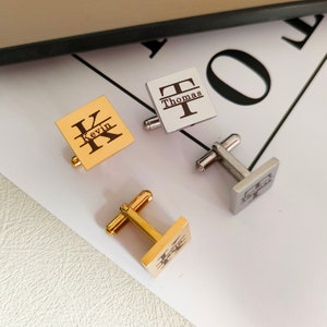 Gemelos iniciales personalizados, gemelos con nombre personalizado, gemelos del alfabeto, gemelos de boda, regalo del día del padre, puño del novio, regalo para él, San Valentín