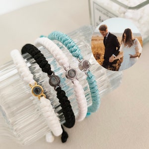 Custom Photo Bracelet,Braided Rope Bracelet,Photo Projection Bracelet,Couples bracelet,Gift for Him,Memorial Jewelry,Father's Day Gift