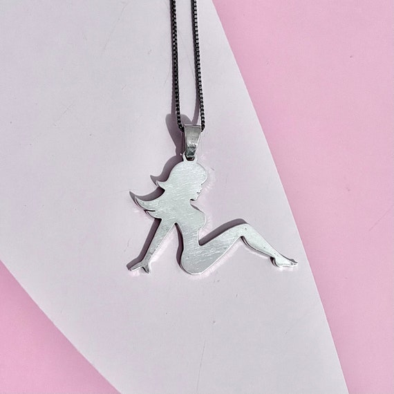 Silver Chevy Mudflap Girl Pin Outlaw Country Nude… Gem