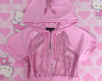Playboy Kurzarm Hoodie kurz geschnitten