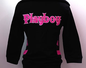 Playboy-Kapuzenpullover mit 3/4-Ärmeln und Reißverschluss