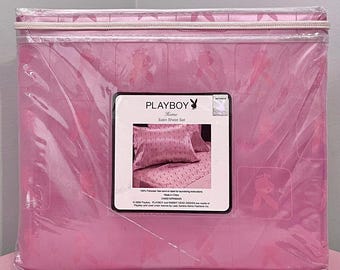 Playboy Monogram Satin Bed Sheet Set