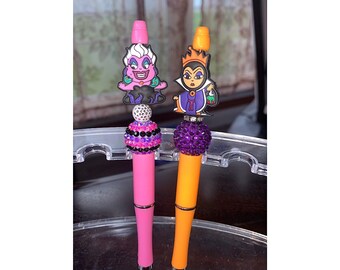 Disney Tangled Doorable Bead Pens Collection- Doorables- Disney  Luxury Beadable Black DISNEY VILLAINS Pen display picture 1