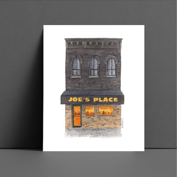 Joe's Place, University of Iowa Bars, University of Iowa Art, IOWA CITY, IA art College Bars Watercolor Art Print