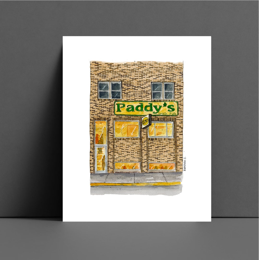Paddy's Irish Pub / Sips Bar Watercolor Art Print AMES IA University
