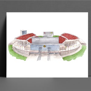 Jack Trice Stadium Iowa Calcio Acquerello Stampa AMES IA