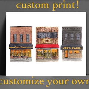 Custom University of Iowa Bars, Customized for you - pick your favorites, IOWA CITY, Ia art College Bars Watercolor Art Print