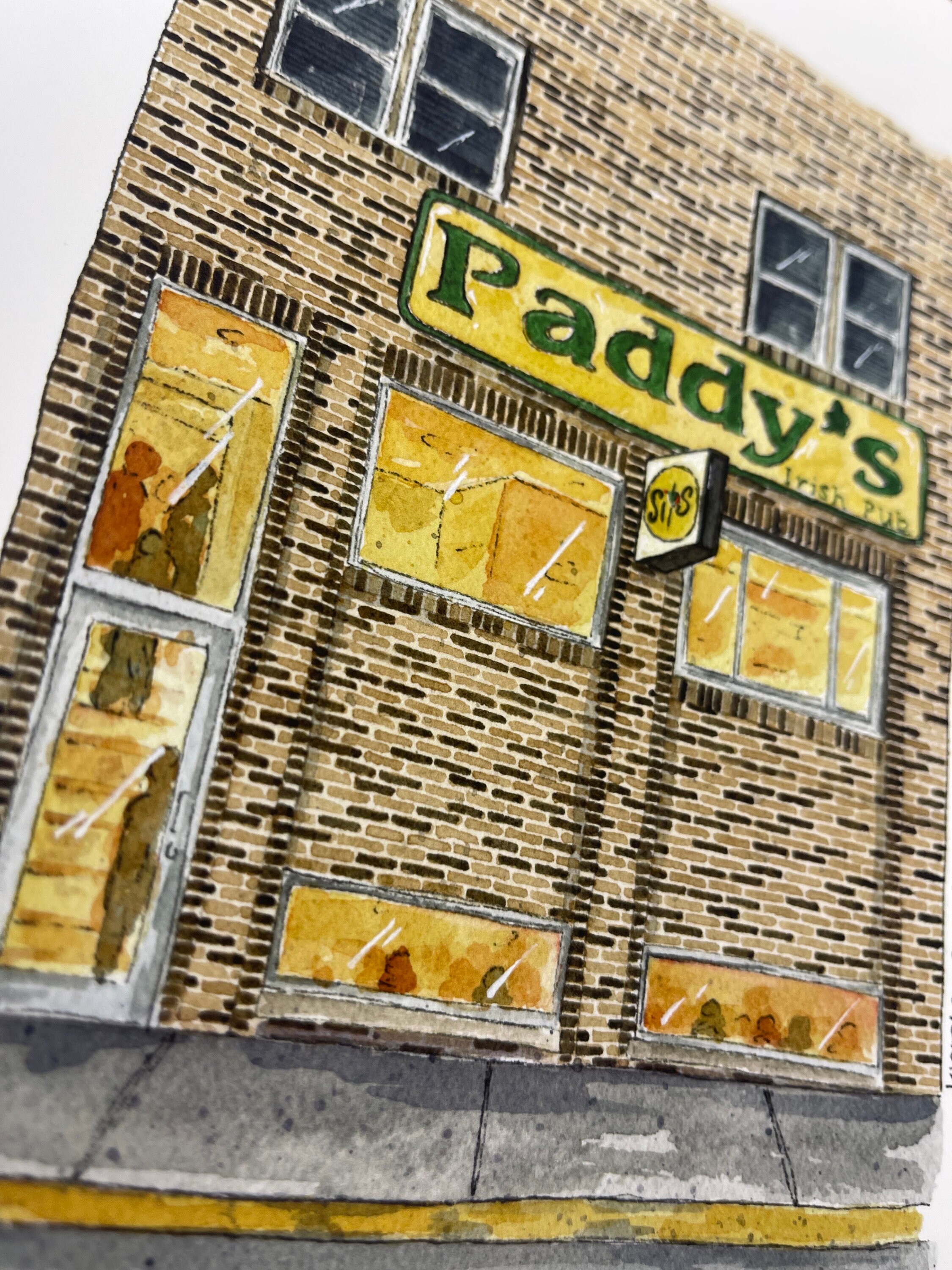 Paddy's Irish Pub / Sips Bar Watercolor Art Print AMES IA University