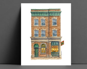 Mr. Toad's Pub, Apron Omaha, OMAHA, Ne, Old Market Aquarell Art Print, Herr Kröte