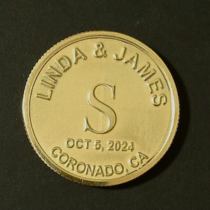 Custom Coin | Custom Engraved Brass Coin | Two Sides Engraving | Custom Wedding Favor | Anniversary Gift |  Free design support |