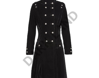 Gothic Velvet Coat - Women's Plus Size Military Style Vendetta